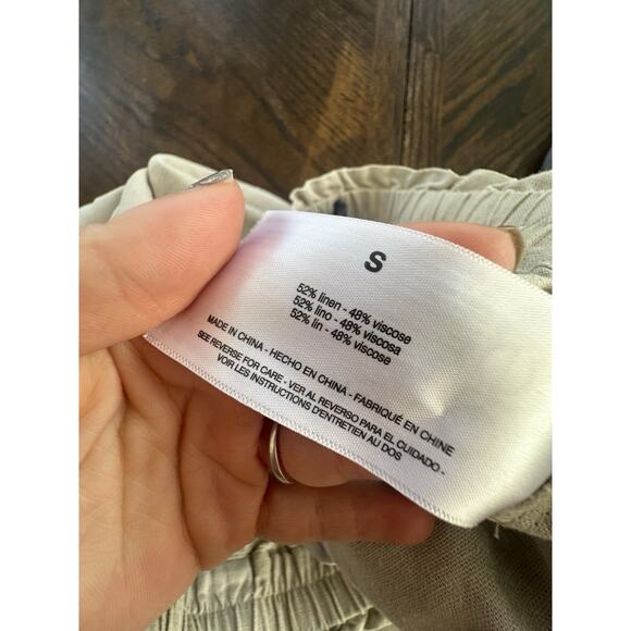 Gloria Vanderbilt Cream Tan Linen Women's Capri Pants Wide Leg Size S Costal - Picture 4 of 7